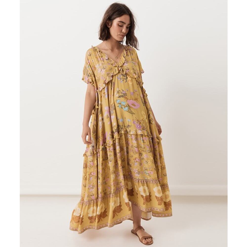 Spell & The Gypsy Wild Bloom Gown Mustard Size Small